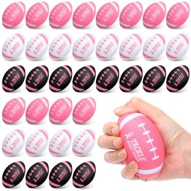 Imagem de Seenelling 36 bolas de futebol para conscientização do câncer de mama fita rosa para estresse de 9,5 cm mini bolas de futebol para conscientização da mama, lembrancinhas de festa de futebol