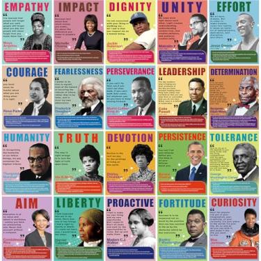 Imagem de 20 peças de pôsteres de história negra para sala de aula, decorações do mês da história para quadro de avisos, escola, casa, parede, corredor