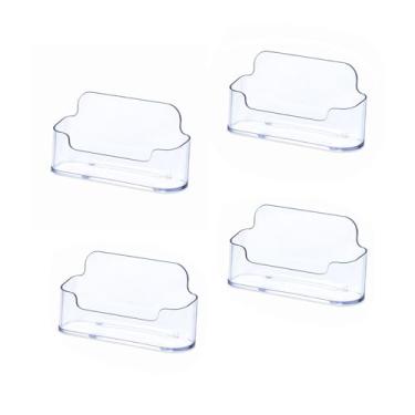 Imagem de 4 porta-cartões de visita, suporte de plástico transparente, organizadores de cartões de grande capacidade, expositor de cartão de visita para escritório