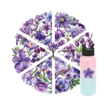 Imagem de Adesivos De Flores Roxas 50pcs Impermeáveis Arte Romântica Para Laptop