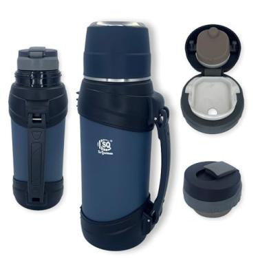 Imagem de Garrafa Térmica 2,5 Litros, Aço Inox, Azul, Isolamento a Vácuo, Conserva 24 Horas, Camping