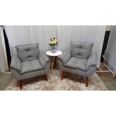 Imagem de Kit com 02 Poltronas Opala Suede Cinza Claro- Modena Decor - CASA DA P