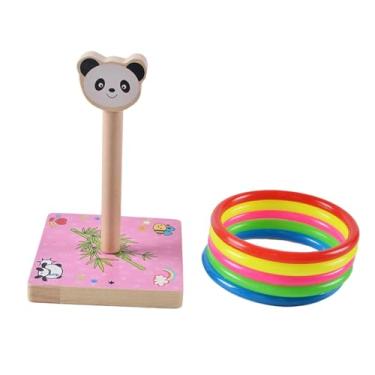 Imagem de oshhni Jogo de arremesso de argolas com gancho, brinquedo de madeira para lazer e esportes, quebra-cabeça, conjunto de jogo de arremesso para meninos, Panda