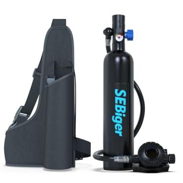 Imagem de SEBiger Mini Tanque De Mergulho S400Plus 1,0L Portátil Para Reutilizável, Garrafa Ar Com Kit E Cilindro Oxigênio Exploração Subaquática Resgate, A-Bk