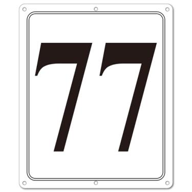 Imagem de i-CowFun Placa numerada de metal premium ao ar livre, refletiva de 30,5 x 25,4 cm placas numeradas de alumínio grande 77 para estacionamento, quadra de tênis, campo, armazém, corredor, edifício, doca