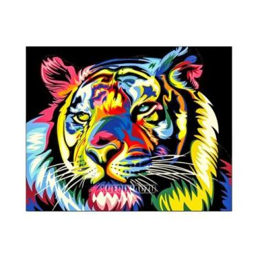 Imagem de Kit De Pintura Em Diamante 5D DIY Com Gato Leão E Tigre, Pedras Redond