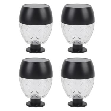 Imagem de YWBL-WH Luzes Solares para Cerca, 4 Peças, Ip65, à Prova d'água, Iluminação para Jardim, Pátio, Quintal, Com Ativação Automática Ao Anoitecer, Padrão Exclusivo, Decoração Ao Ar Livre