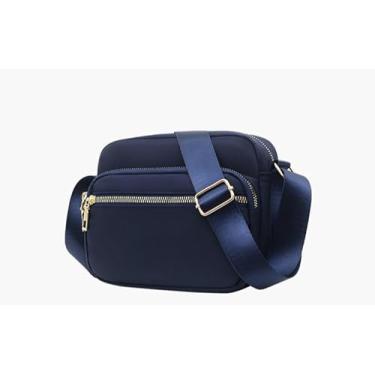 Imagem de Bolsa transversal quadrada pequena unissex casual com alça ajustável, bolsa de ombro com vários bolsos, carteira para telefones, Azul-escuro, Small, Bolsa tiracolo