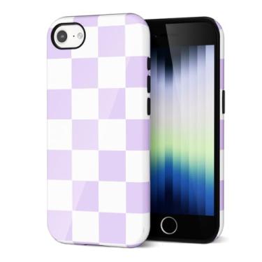 Imagem de Svanove Capa de telefone quadriculada para iPhone SE 3ª 2ª 7 8 Malha xadrez, capa feminina bonita quadriculada para mulheres, design de impressão xadrez estética, capa de plástico rígido fina e fina