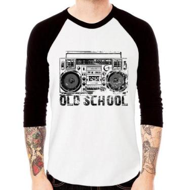 Imagem de Camiseta Raglan Old School Boombox Manga 3/4 - Foca na Moda, Branco, P