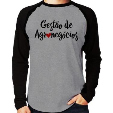 Imagem de Camiseta Raglan Gestão de agronegócios por amor Manga Longa - Foca na 