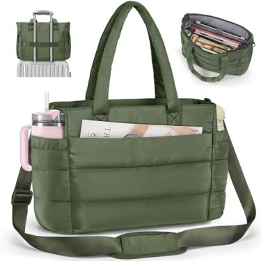 Imagem de RAINSMORE Bolsa feminina leve, acolchoada com compartimentos para trabalho, viagens, academia, verde