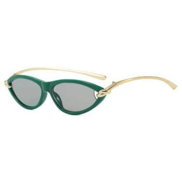 Imagem de HPIRME Óculos de sol femininos com hastes em formato de nó, estilo vintage, degradê, para dirigir, com proteção UV400 (verde cinza).