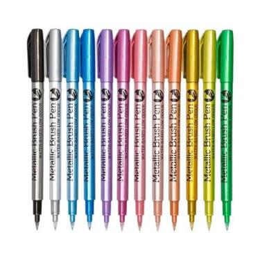 Imagem de Canetas Marcadoras De Tinta Metálica Em 12 Cores Para Papel Preto, Vid