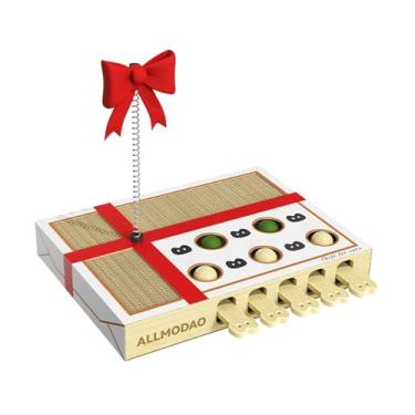 Imagem de Gralara Brinquedo de enriquecimento ambiental para gatos domésticos: Caixa interativa "Whack-a-Mole" com arranhador.