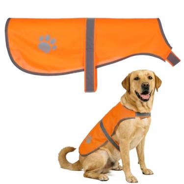 Imagem de Colete refletor laranja para cães de alta visibilidade, colete de segurança macio e ajustável para cães, atividades ao ar livre, caminhada, treinamento, corrida (tamanho GG)