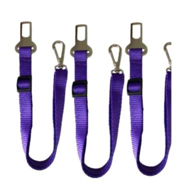 Imagem de cinto de segurança pet para todos os portes regulável e segura para viagem ou passeio(3 UN ROXO)