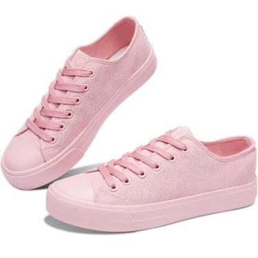 Imagem de Tênis de moda Obtaom femininos de camurça sintética rosa monocromático