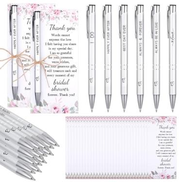 Imagem de 30 conjuntos de lembrancinhas de chá de panela – canetas de casamento a granel com cartões de agradecimento, 6 estilos de canetas esferográficas retráteis, lembrancinhas de casamento, presentes de chá