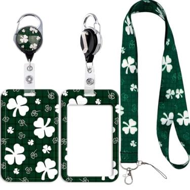 Imagem de Cordão de crachá de identificação verde para o dia de São Patrício com clipe retrátil para desfile masculino e feminino na Irlanda