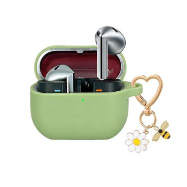 Imagem de QIMZBAAT Capa para Samsung Galaxy Buds 3 e Galaxy Buds 3Pro e Bud 3 FE com chaveiro fofo com pingente de margarida de abelha, capa protetora de silicone macio para Samsung Galaxy Buds3 Series Capa de