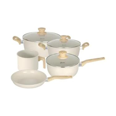 Imagem de OSTER JOGO DE PANELAS E LEITEIRA MARBLE EDITION CREAM – 5 PEÇAS COM REVESTIMENTO CERÂMICO ANTIADERENTE, ALÇAS EM SILICONE ANTITÉRMICO E BASE COMPATÍVEL COM INDUÇÃO