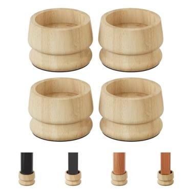 Imagem de TQVAI Elevadores de cama grandes resistentes, 7,6 cm A (interno de 5 cm A), capacidade de carga de 997 kg, borda anti-queda, pacote com 4 elevadores de madeira para cama de casal King Queen, original