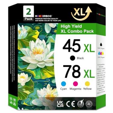 Imagem de Mooxrbog Cartucho de tinta colorida de alto rendimento 45XL 78XL compatível com DeskJet 6122 9300 960 OfficeJet G55 G85 Color Copier 180 280 impressoras 2 pacotes (1 preto, 1 tricolor)