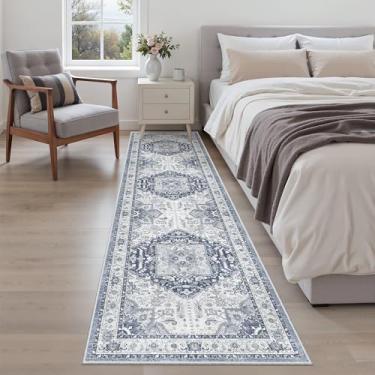 Imagem de Madane Tapete de corredor lavável – 2 x 8 corredores para corredores de cozinha tapetes antiderrapantes tapete ultrafino para lavanderia tapete para entrada, sala de jantar, hall de entrada (azul