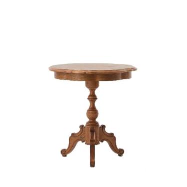 Imagem de Mesa central de madeira maciça pequena mesa redonda retrô sala de estar varanda mesa de centro redonda pequena mesa de chá casa sofá mesa lateral quarto mesa (C)