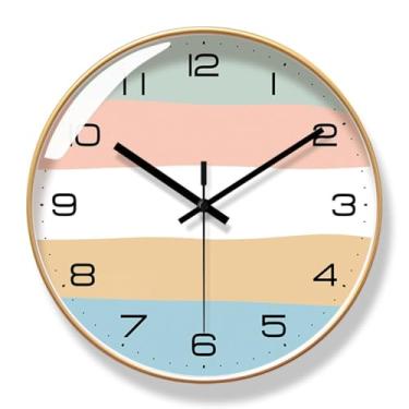 Imagem de Relógio de parede simples silencioso varredura segundo relógio de quartzo relógio de parede bloco de cores relógio de sala de estar relógio nórdico relógio de parede para quarto (B)