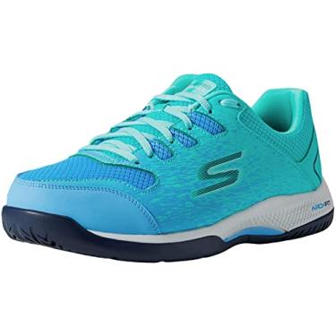 Imagem de Skechers Tênis feminino Viper Court-atlético para uso interno externo Pickleball com suporte para ajuste de arco, Turquesa, 9