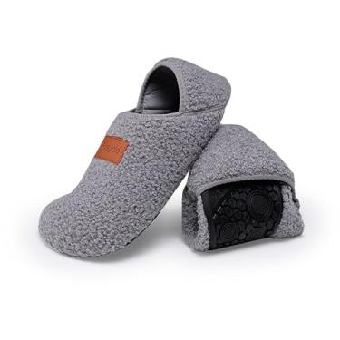 Imagem de Pantufas femininas para uso interno, com forro leve de tecido macio, ideal para todas as estações, chinelos femininos, Cinza claro, 4-5 Women/2.5-3.5 Men