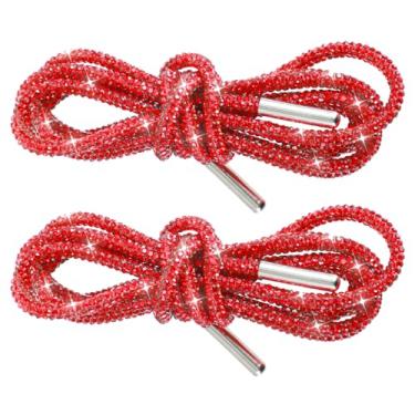 Imagem de Ymapinc Cadarços de strass - Cordões de cristal brilhante para tênis, moletons com capuz, calças (2 peças, vermelho)