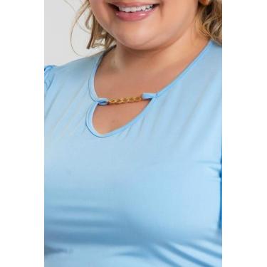 Imagem de Blusa Plus Size Mangas Godê Detalhe Gota Decote c/ Corrente de Metal -