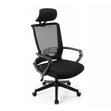 Imagem de Cadeira de escritório de malha ergonômica, cadeira executiva com encosto alto, encosto de cabeça ajustável com braços, suporte lombar, cadeira de mesa de computador