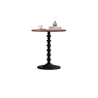 Imagem de Mesa central retrô de madeira maciça pequena mesa redonda para sala de estar, mesa de centro, sofá, mesa lateral para quarto, mesa de cabeceira