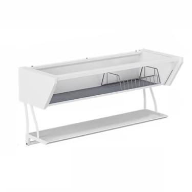 Imagem de ZDJZMGZ Organizador de armário de parede dobrável, prateleira de armazenamento de armário superior resistente, organizador de temperos para cozinha/despensa, especiarias, ervas (branco 80 cm)