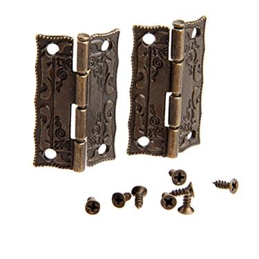Imagem de U5GAAALPPQ9 2 peças dobradiças antigas para armário acessórios de móveis, dobradiças de porta, dobradiças de gaveta, ferragens de móveis, bronze, 36 x 23 mm