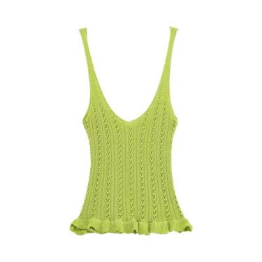 Imagem de Top Casual Feminino De Malha Jacquard Ajustado Com Alças Para O Verão 