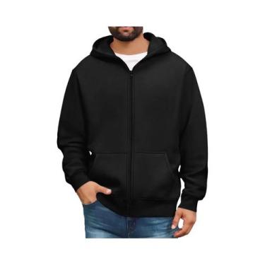 Imagem de Moletom Masculino Com Capuz Em Cores Sólidas E Bolsos Tipo Canguru, Ja