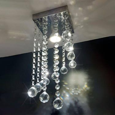 Imagem de  Lustre De Cristal Legítimo K9 Base Inox 14x14 cm E 30 cm Altura