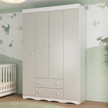 Imagem de Guardaroupa Infantil 122cm 4 Portas E 2 Gavetas Realeza Multimóveis Mp4453 Brancooff White
