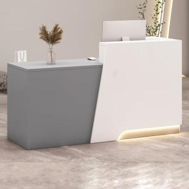 Imagem de Mesa de recepção, balcão de recepção, mesa de recepção de salão, mesa de recepção em pé, recepção pequena, balcão de loja, mesa de recepção em forma de L, caixa e balcão de recepção com balcão