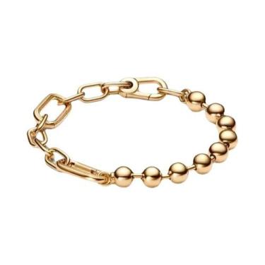 Imagem de Pulseira Feminina De Prata Esterlina 925 Banhada a Ouro Rosê Com Mini 