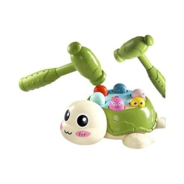 Imagem de Brinquedo Educacional Montessori Tartaruga Com Martelo E Sons Para Beb