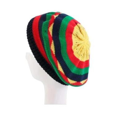 Imagem de Gorro Rasta Jamaicano Multicolorido, Boné Tricotado Bob, Boina Hip Hop