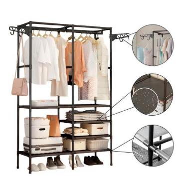 Imagem de Guarda Roupa Armário Portatil Arara Multifuncional Desmontavel Organiz