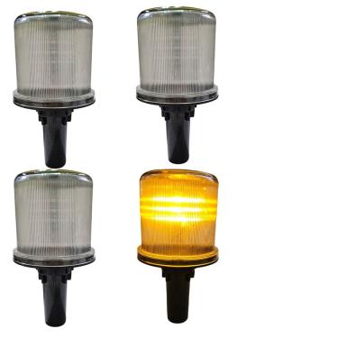 Imagem de Sinalizador Solar Viario Kit 4 Uni Alerta Rodovia Estrada Rua Cone Emergencia Obra