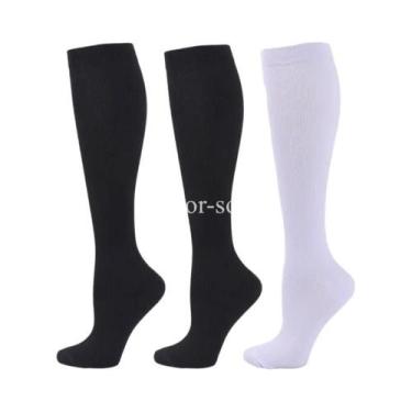 Imagem de Meias De Compressão Unissex, 3 Pares, Circulação Sanguínea, Corrida, A